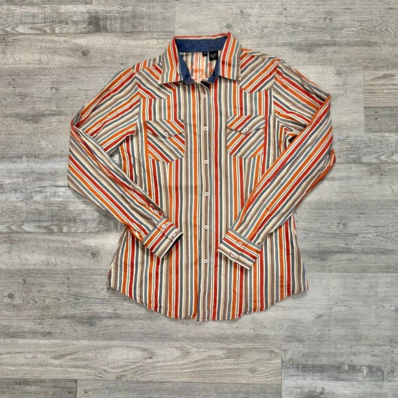 Sherry Cervi Resistol Striped Women's Western Long Sleeve Shirt I6 - Picture 1 of 4